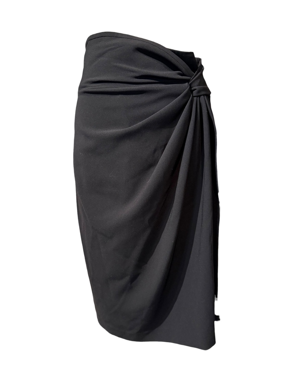 St. John Black Draped Pencil Skirt